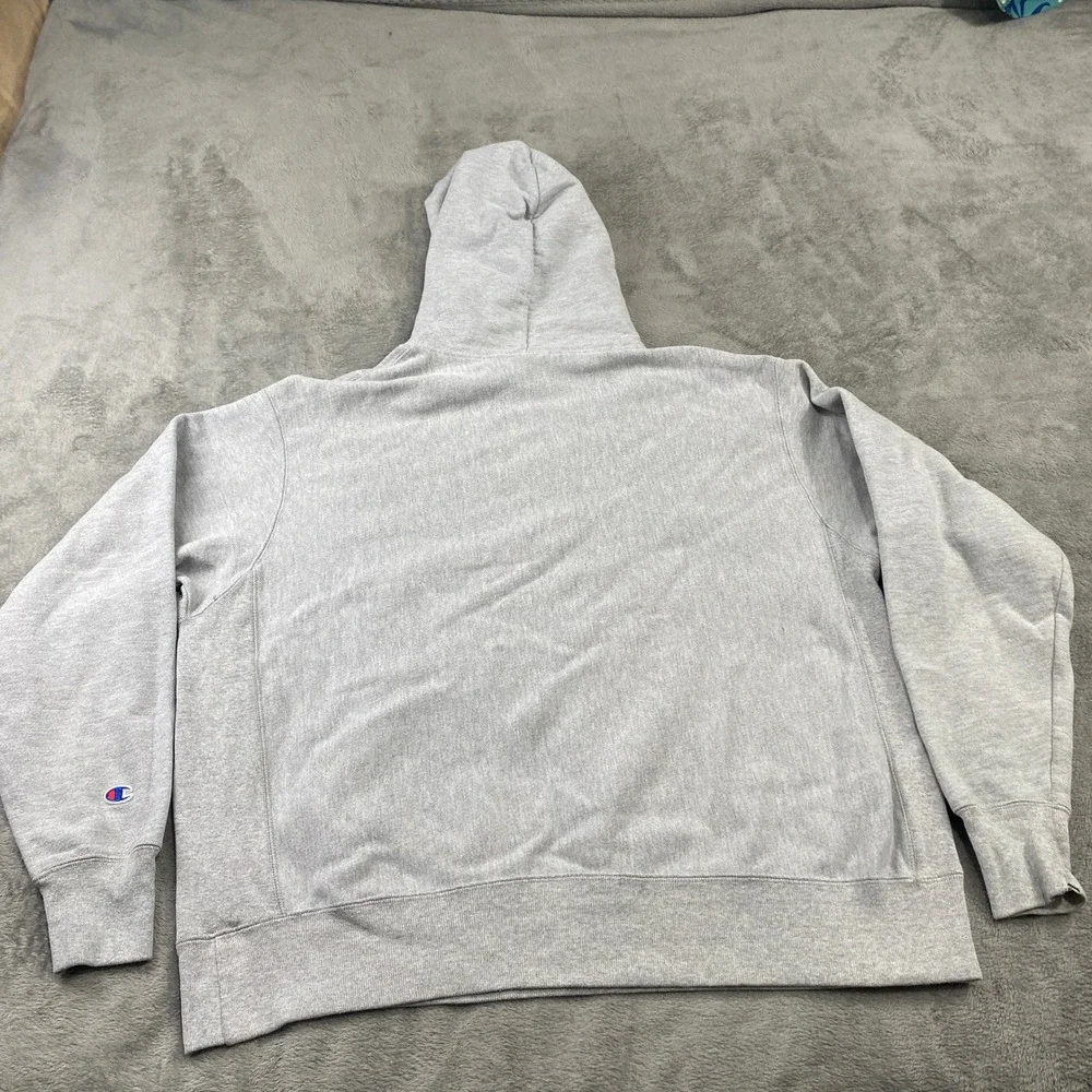 Vintage Champion Hoodie Reverse Weave XL Gray Pullover Heavyweight Sweatshirt - Picture 2 of 10